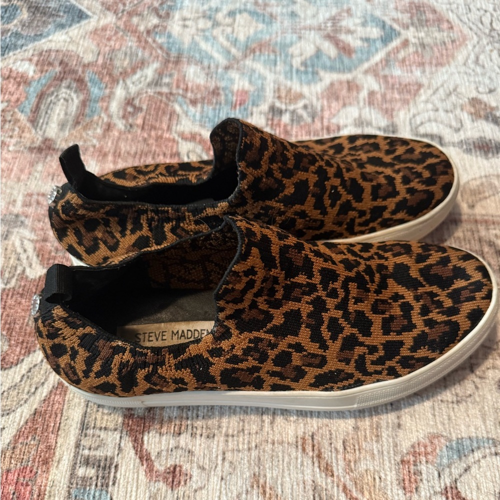 Steve Madden Leopard Print Slip-On Sneakers – Size 8.5